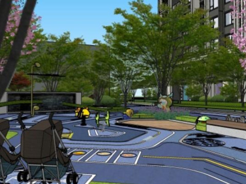 SU Scene Model of Modern Residential Landscape Modello 3D
