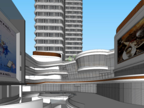 SU model of modern office-commercial complex building Model 3D