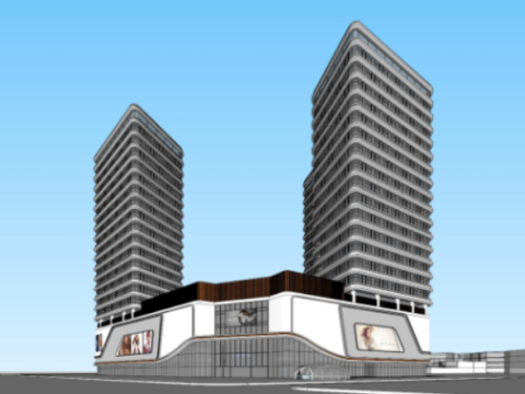 SU model of modern office-commercial complex building Model 3D
