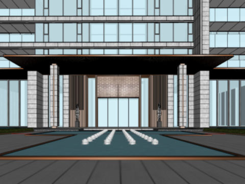 SU model of modern style high-rise mansion building 3D मॉडल