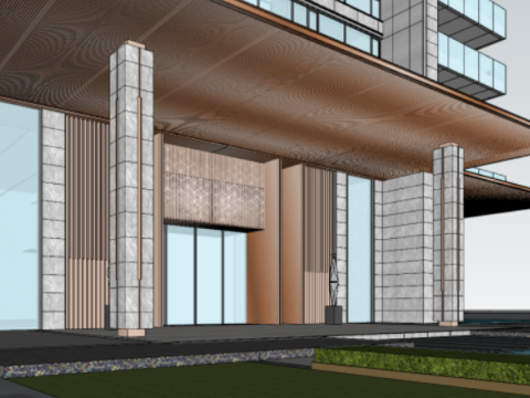 SU model of modern style high-rise mansion building 3D मॉडल