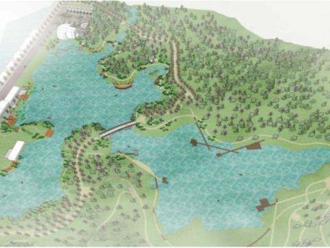 SU Model of Wetland Park Landscape 3D Modell