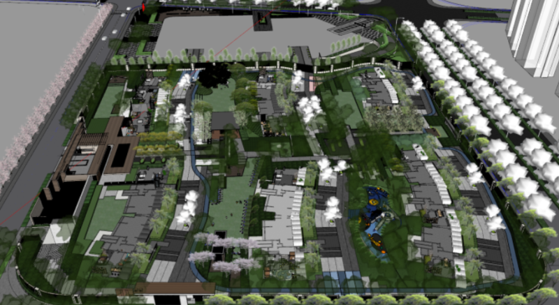 SU overall landscape model of a residential area 3D 模型 .c4d .max .obj .3ds .fbx .stl .blend 