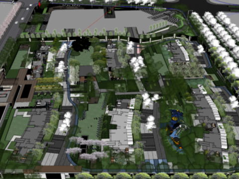 SU overall landscape model of a residential area 3D Modell