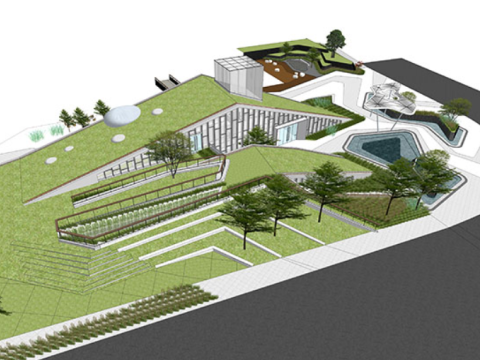 Su model of modern sales department earth-covered ecological landscape building 3D Modell