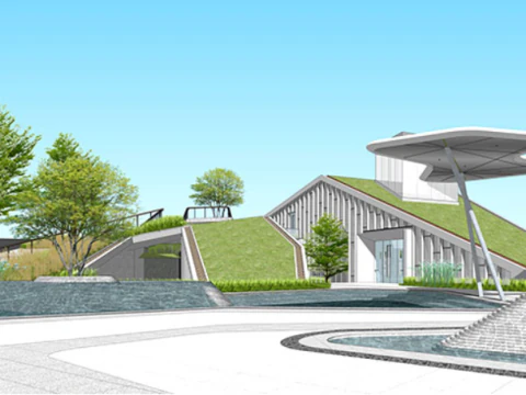 Su model of modern sales department earth-covered ecological landscape building 3D Model