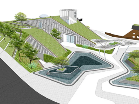 Su model of modern sales department earth-covered ecological landscape building 3D Model
