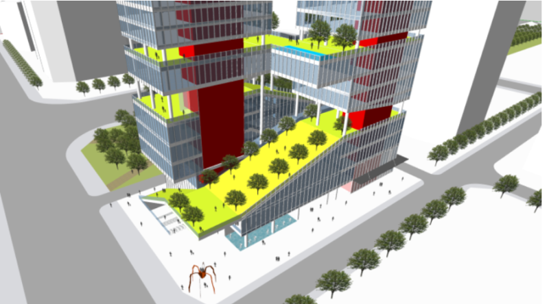 SU Model of Modern Super High-rise Complex Double Towers and Strange Affinity Building 3D Model .c4d .max .obj .3ds .fbx .stl .blend 