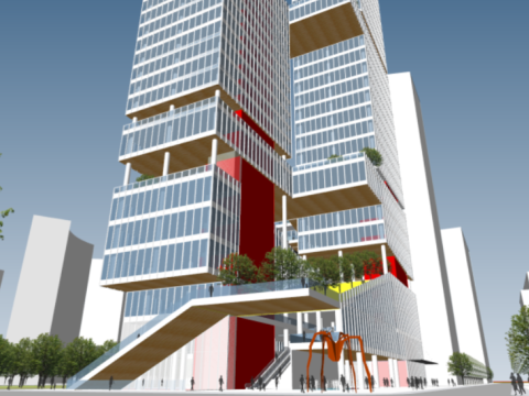 SU Model of Modern Super High-rise Complex Double Towers and Strange Affinity Building 3D Model