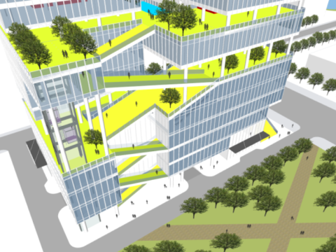 SU Model of Modern Super High-rise Complex Double Towers and Strange Affinity Building 3D Model