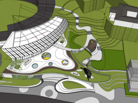 Modelo SU da Arquitetura da &Aacute;rea de Demonstra&ccedil;&atilde;o do Parque Ol&iacute;mpico Moderno Jade Tianchen Modelo 3D