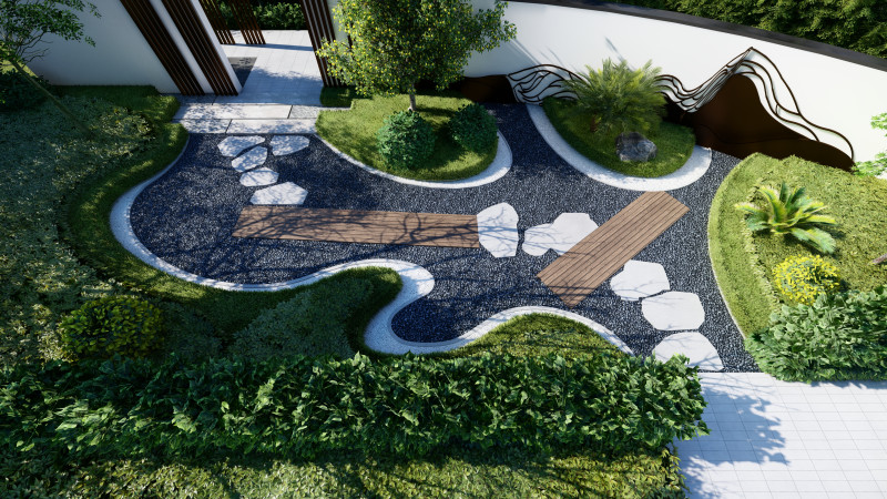 Modern style courtyard garden landscape 3D 模型 .c4d .max .obj .3ds .fbx .stl .blend 