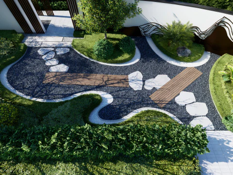 Modern style courtyard garden landscape 3D Model