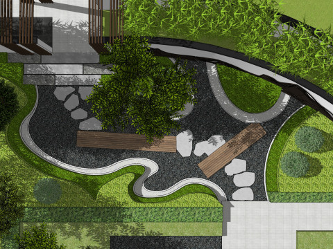 Modern style courtyard garden landscape 3D 模型