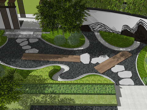 Modern style courtyard garden landscape 3D 模型
