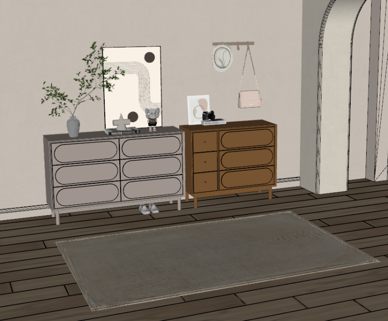 Modern shoe cabinet 3D Модель .c4d .max .obj .3ds .fbx .stl .blend 