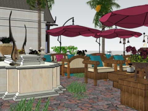 Modern resort garden landscape su model 3D Model