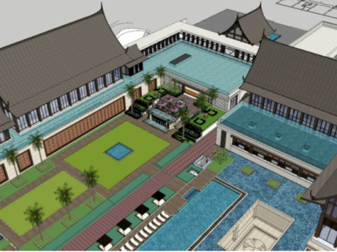 Modern resort garden landscape su model 3D Model
