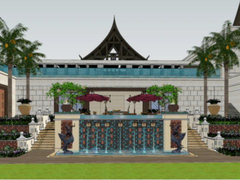 Modern resort garden landscape su model 3D Model