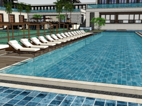 Modern resort garden landscape su model Model 3D