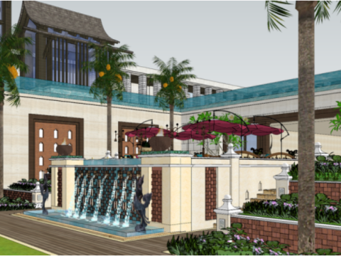 Modern resort garden landscape su model Model 3D
