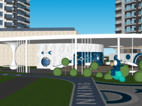 Modern residential landscape complete landscape architectural model 3Dモデル