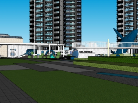 Modern residential landscape complete landscape architectural model 3Dモデル