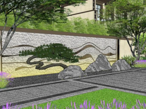 Modern Villa Landscape Design with Su Pattern 3D Model
