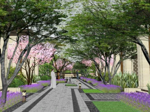 Modern Villa Landscape Design with Su Pattern 3D Model