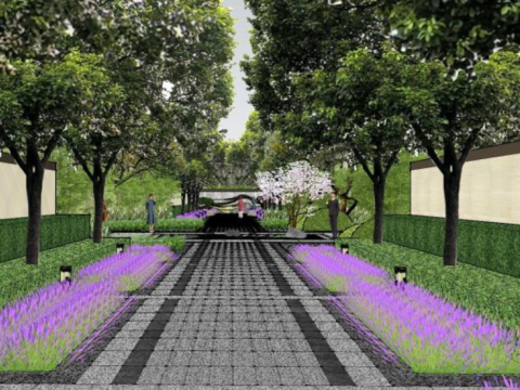 Modern Villa Landscape Design with Su Pattern 3D 模型