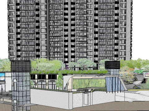 Modern large-scale landscape Su model 3D Model