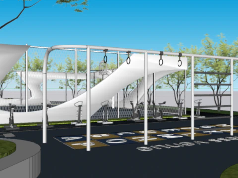 Modern multifunctional sports park landscape SU 3D Model