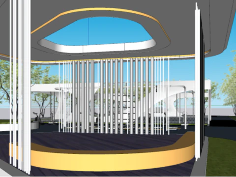 Modern multifunctional sports park landscape SU 3D Model