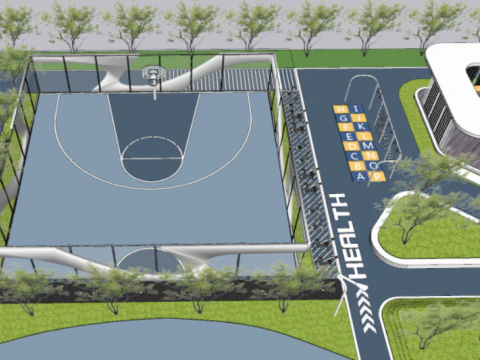 Modern multifunctional sports park landscape SU 3D Model