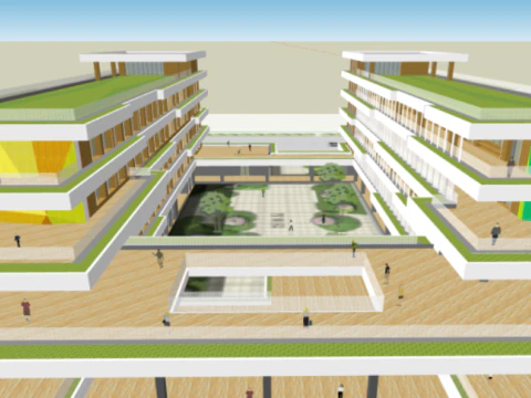 Modern middle school winning plan architectural SU model 3D Model