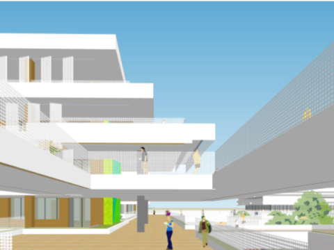 Modern middle school winning plan architectural SU model Model 3D