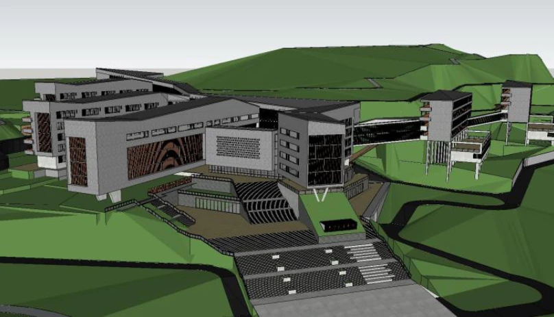 Bidding Scheme for Modern Mountain style Middle School Education Building Project 3D Model .c4d .max .obj .3ds .fbx .stl .blend 