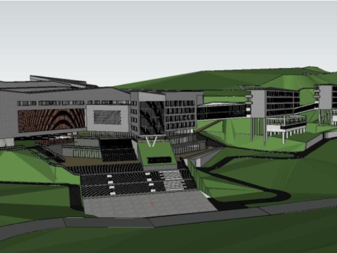 Bidding Scheme for Modern Mountain style Middle School Education Building Project 3D 모델