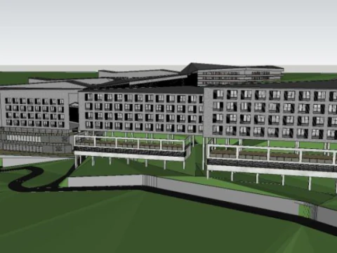 Bidding Scheme for Modern Mountain style Middle School Education Building Project 3D Model
