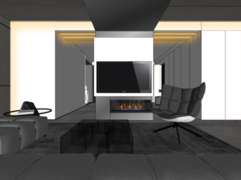 Modern fashion style private house indoor fine SU model 3D Model