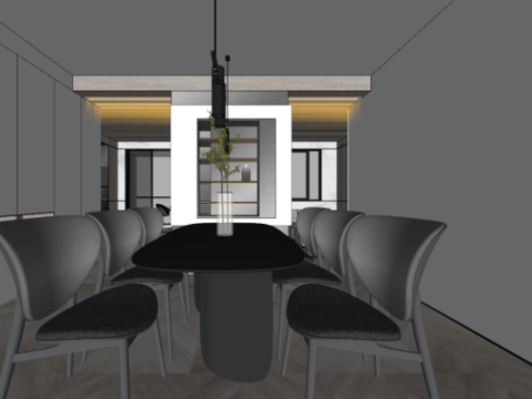 Modern fashion style private house indoor fine SU model 3D Модель