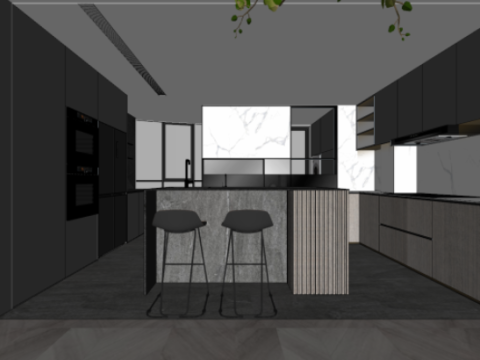 Modern fashion style private house indoor fine SU model 3D Модель