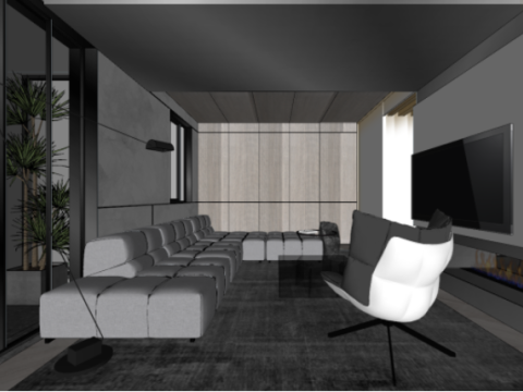 Modern fashion style private house indoor fine SU model 3D Модель