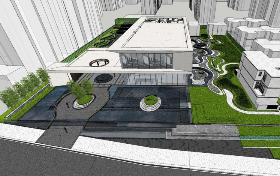 Design of Landscape Sketching Model for Modern Demonstration Zone 3D Model .c4d .max .obj .3ds .fbx .stl .blend 