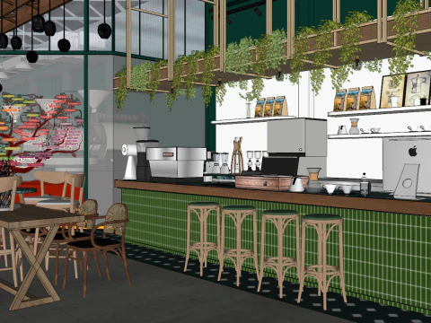 Kafe ModernKafeToko KhususRestoranMeja MakanKursi Makan Model 3D