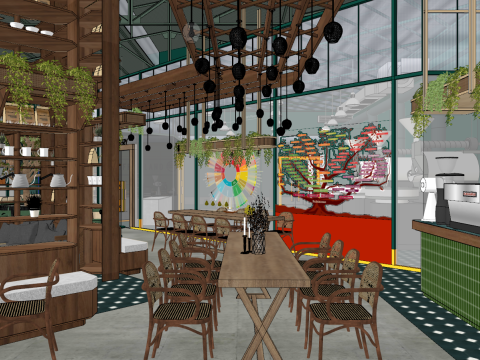 Modern CafeCafeSpecialty StoreRestaurantDining TableDining Chair Modelo 3D