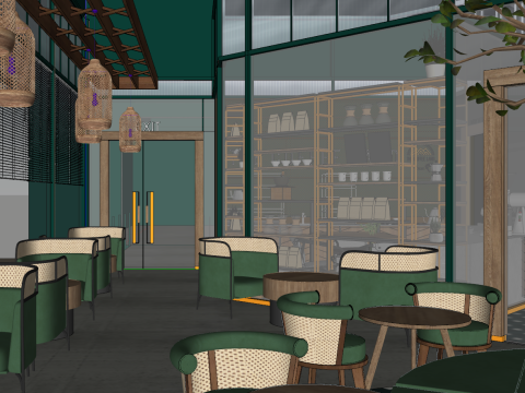 Modern CafeCafeSpecialty StoreRestaurantDining TableDining Chair Modelo 3D