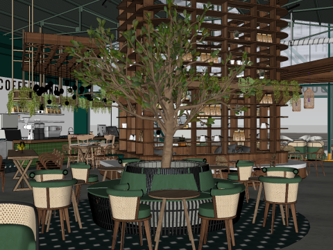 Modern CafeCafeSpecialty StoreRestaurantDining TableDining Chair Modelo 3D