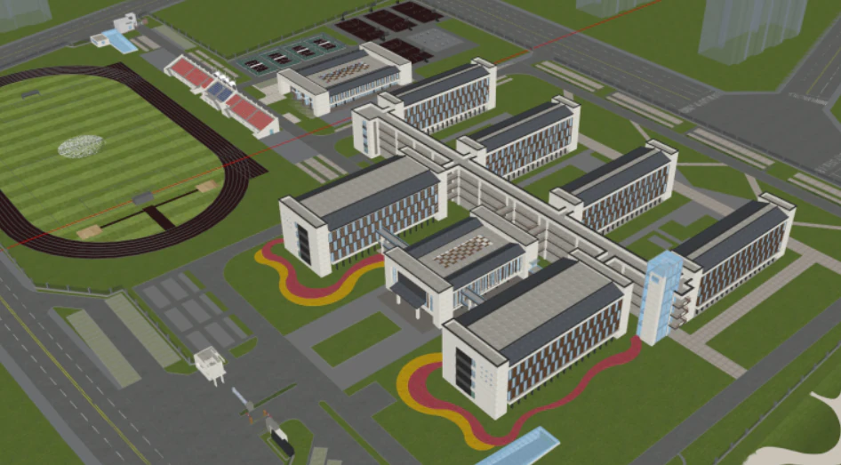 Modern and Elegant Middle School Building 3D Model .c4d .max .obj .3ds .fbx .stl .blend
