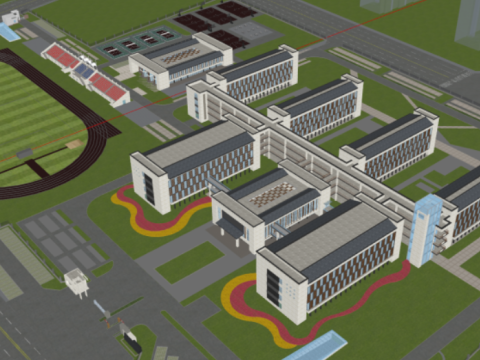 Modern and Elegant Middle School Building 3D मॉडल